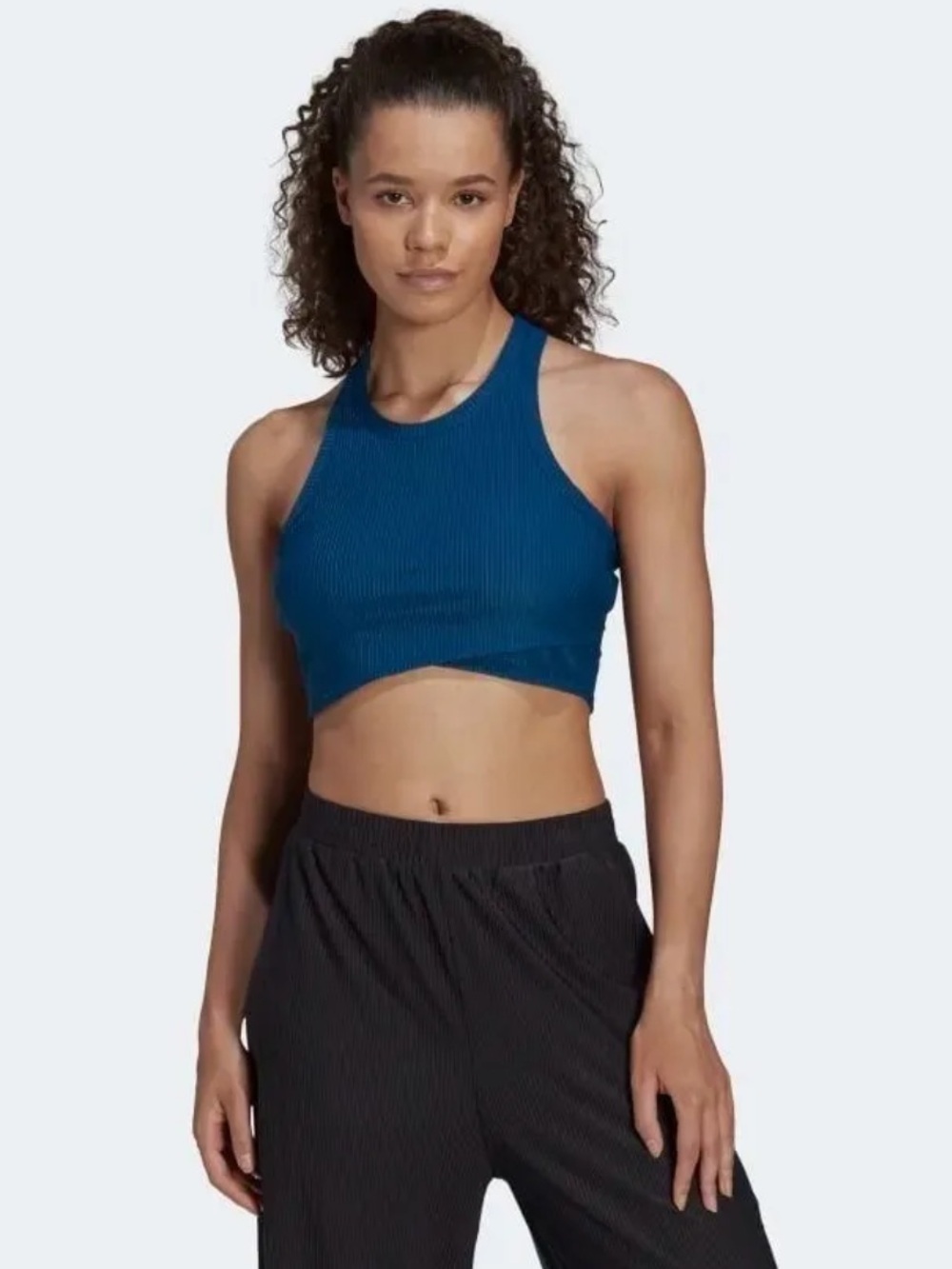 Adidas Ribbed Crop Tank Blue